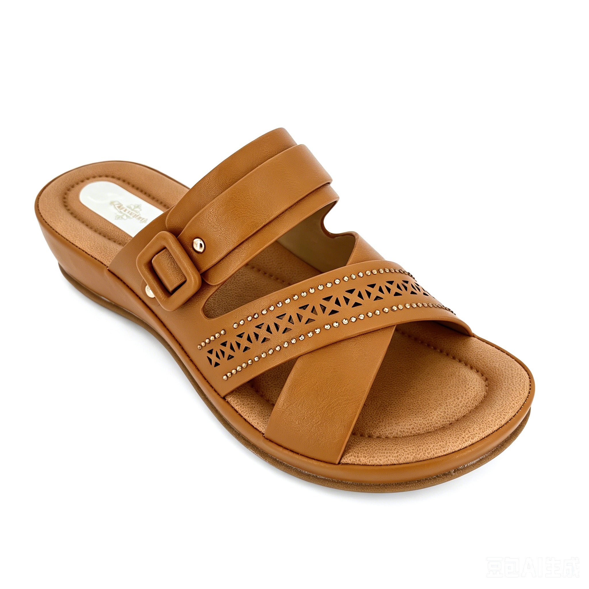 Women's Cross-Strap Laser-Cut Rhinestone Wedge Mule Sandals | Wholesale Platform Slide | Multi-Color | EU 35–41