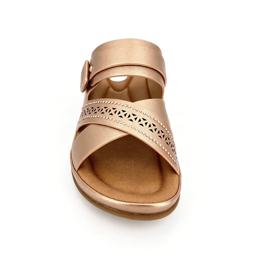 Women's Cross-Strap Laser-Cut Rhinestone Wedge Mule Sandals | Wholesale Platform Slide | Multi-Color | EU 35–41
