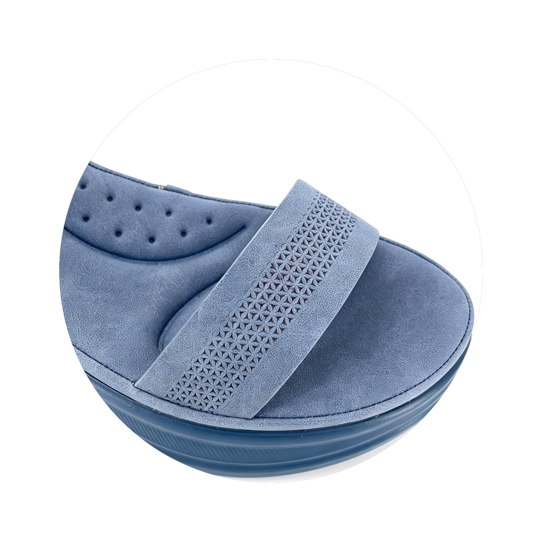 Women's Single-Strap Embossed Chunky Wedge Sandals | Wholesale Comfort Platform Sandal | Multi-Color | EU 35–41