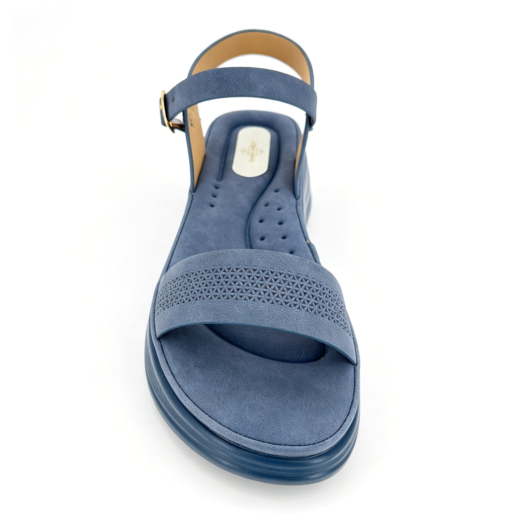 Women's Single-Strap Embossed Chunky Wedge Sandals | Wholesale Comfort Platform Sandal | Multi-Color | EU 35–41