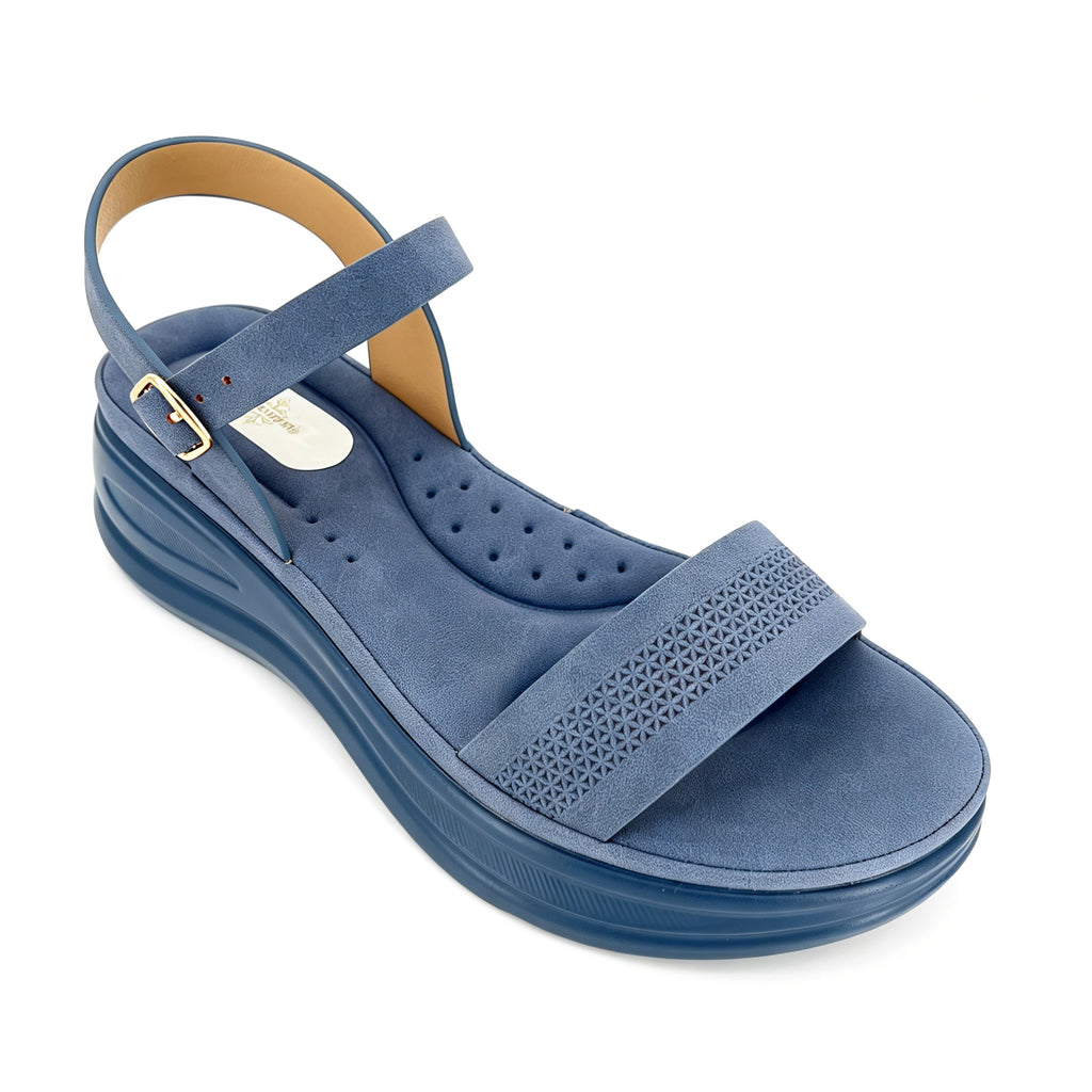 Women's Single-Strap Embossed Chunky Wedge Sandals | Wholesale Comfort Platform Sandal | Multi-Color | EU 35–41