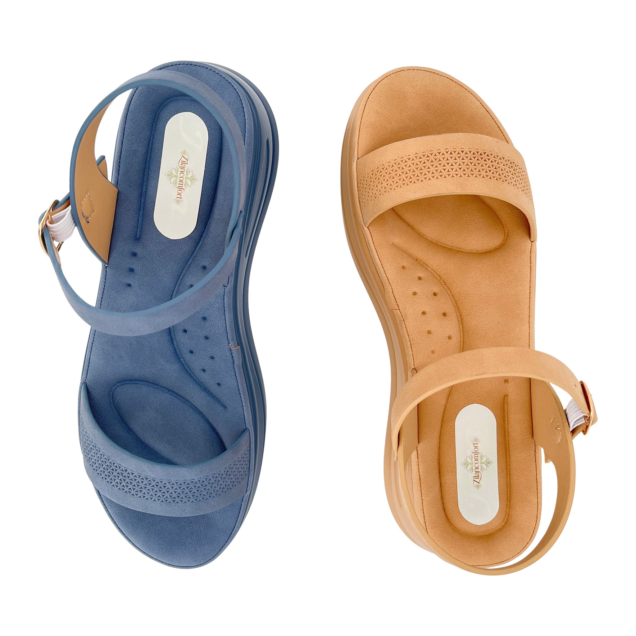 Women's Single-Strap Embossed Chunky Wedge Sandals | Wholesale Comfort Platform Sandal | Multi-Color | EU 35–41