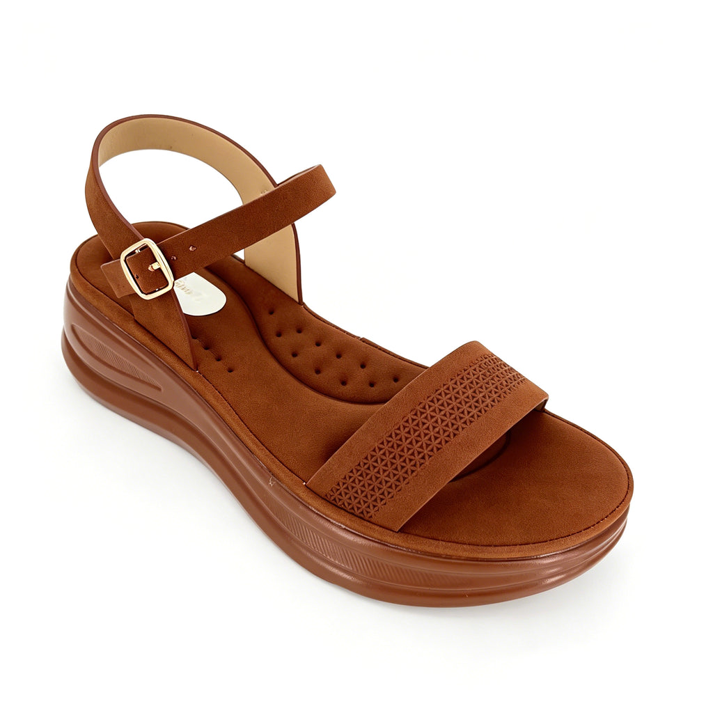 Women's Single-Strap Embossed Chunky Wedge Sandals | Wholesale Comfort Platform Sandal | Multi-Color | EU 35–41
