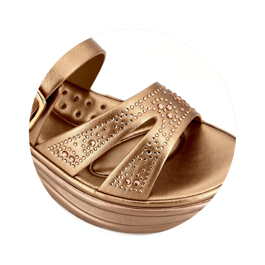 Women's Rhinestone Cross-Strap Chunky Wedge Mule Sandals | Wholesale Platform Slide | Multi-Color | EU 35–41
