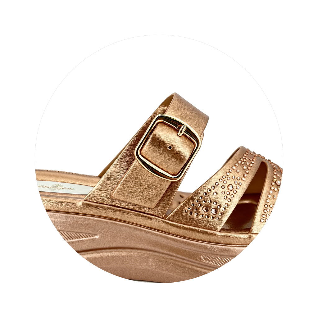 Women's Rhinestone Cross-Strap Chunky Wedge Mule Sandals | Wholesale Platform Slide | Multi-Color | EU 35–41