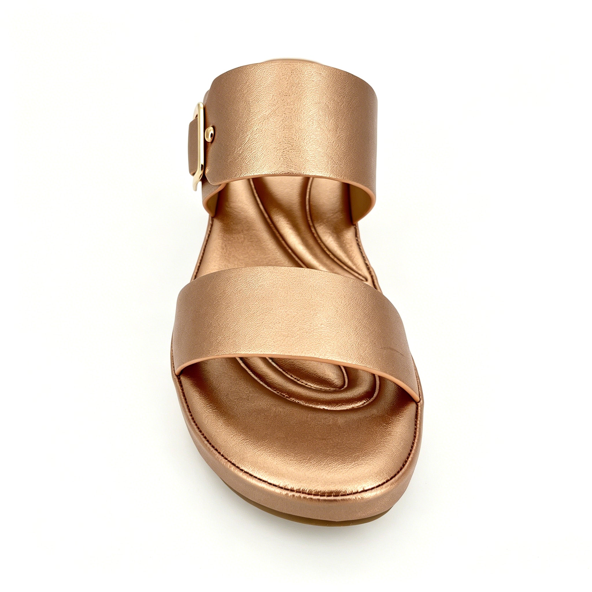 Women's Dual Wide-Strap Gold Buckle Wedge Mule Sandals | Wholesale Comfort Platform Slide | Multi-Color | EU 35–41