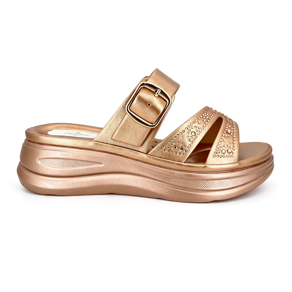 Women's Rhinestone Cross-Strap Chunky Wedge Mule Sandals | Wholesale Platform Slide | Multi-Color | EU 35–41