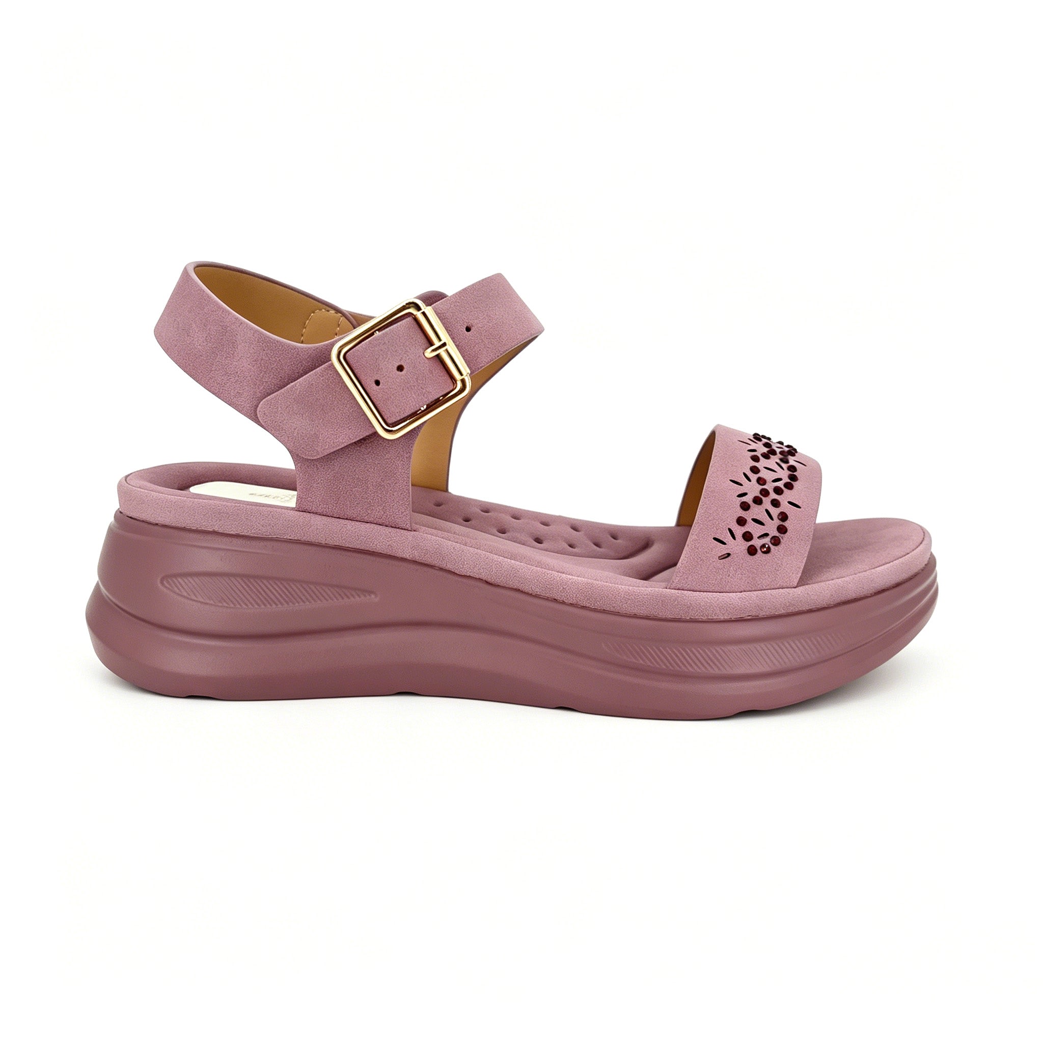 Women's Laser-Cut Rhinestone Chunky Platform Wedge Sandals | Wholesale Comfort Sandal | Multi-Color | EU 35–41