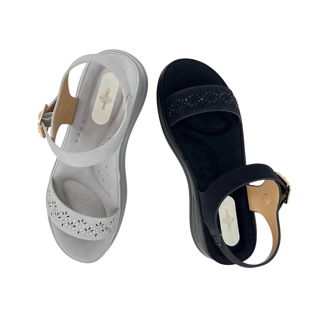Women's Laser-Cut Rhinestone Chunky Platform Wedge Sandals | Wholesale Comfort Sandal | Multi-Color | EU 35–41