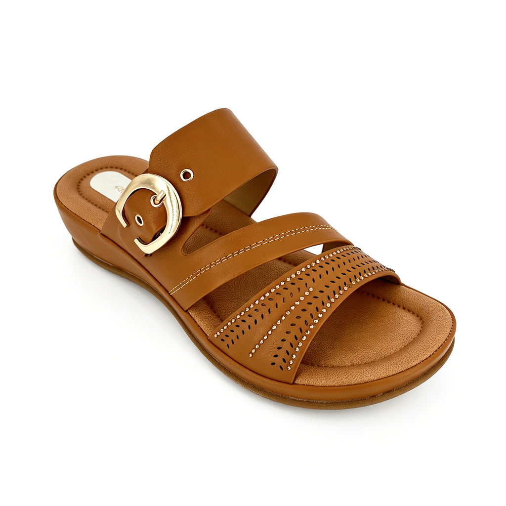 Women's Triple-Strap Laser-Cut Rhinestone Wedge Mule Sandals | Wholesale Platform Slide | Multi-Color | EU 35–41