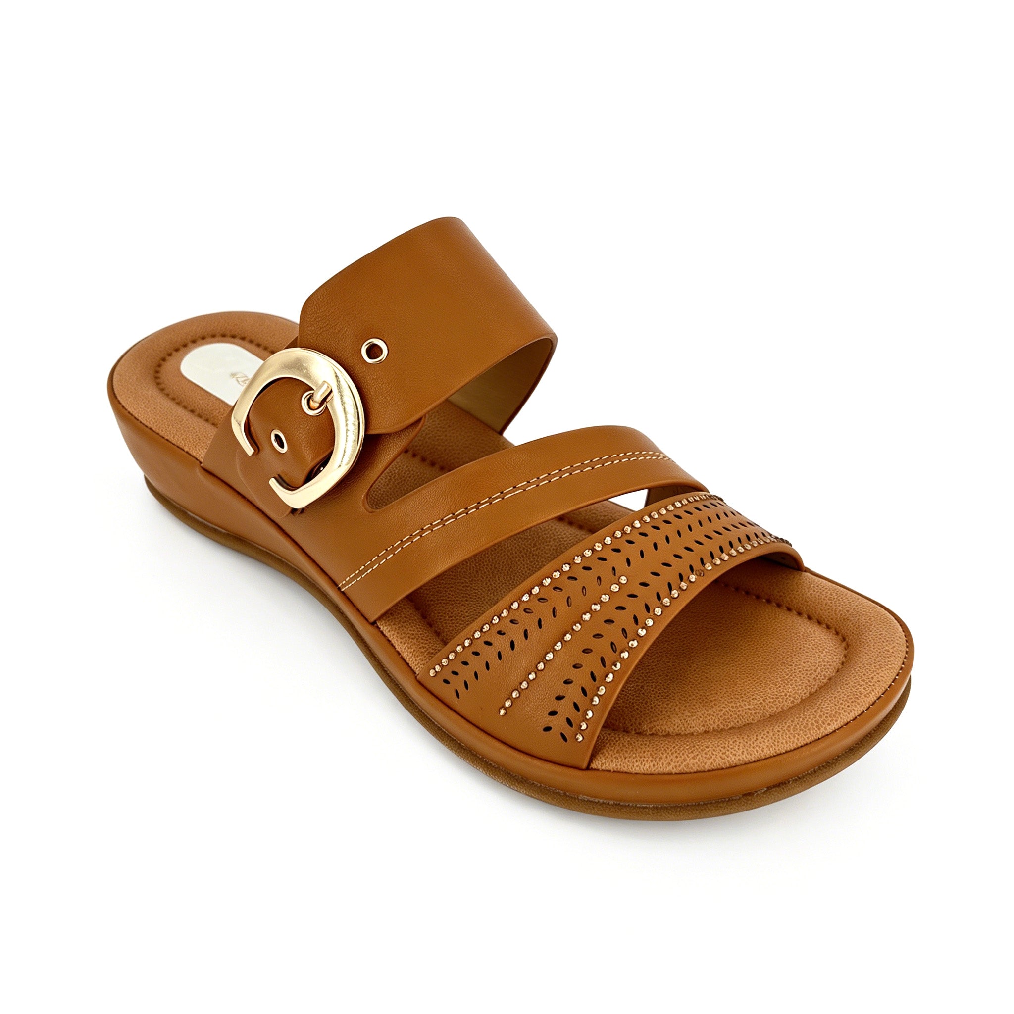 Women's Triple-Strap Laser-Cut Rhinestone Wedge Mule Sandals | Wholesale Platform Slide | Multi-Color | EU 35–41