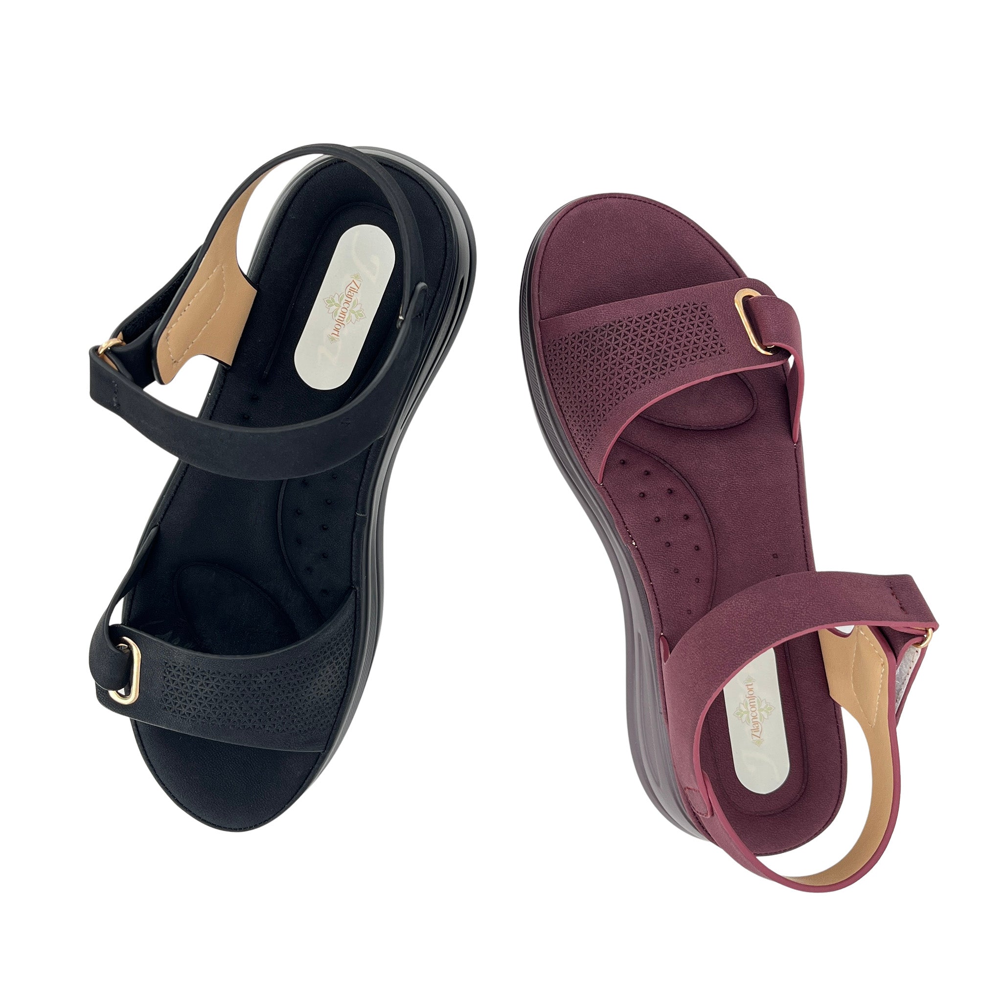 Women's Velcro Ankle-Strap Embossed Chunky Wave Platform Sandals | Wholesale Comfort Sandal | Multi-Color | EU 35–41