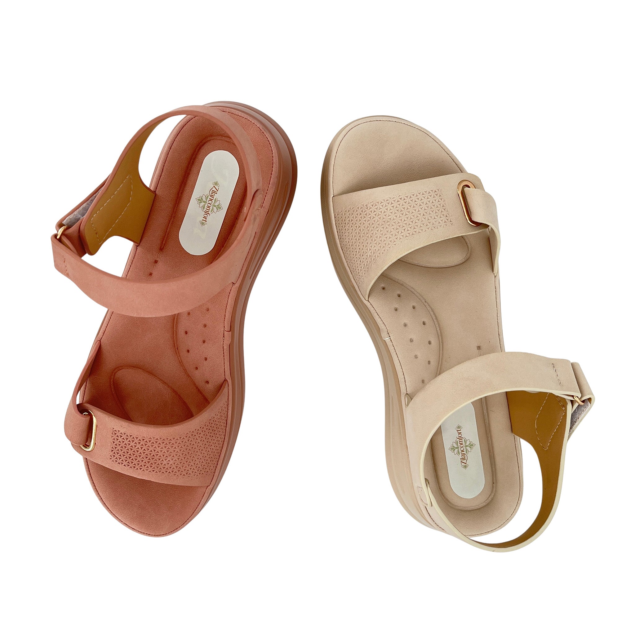 Women's Velcro Ankle-Strap Embossed Chunky Wave Platform Sandals | Wholesale Comfort Sandal | Multi-Color | EU 35–41