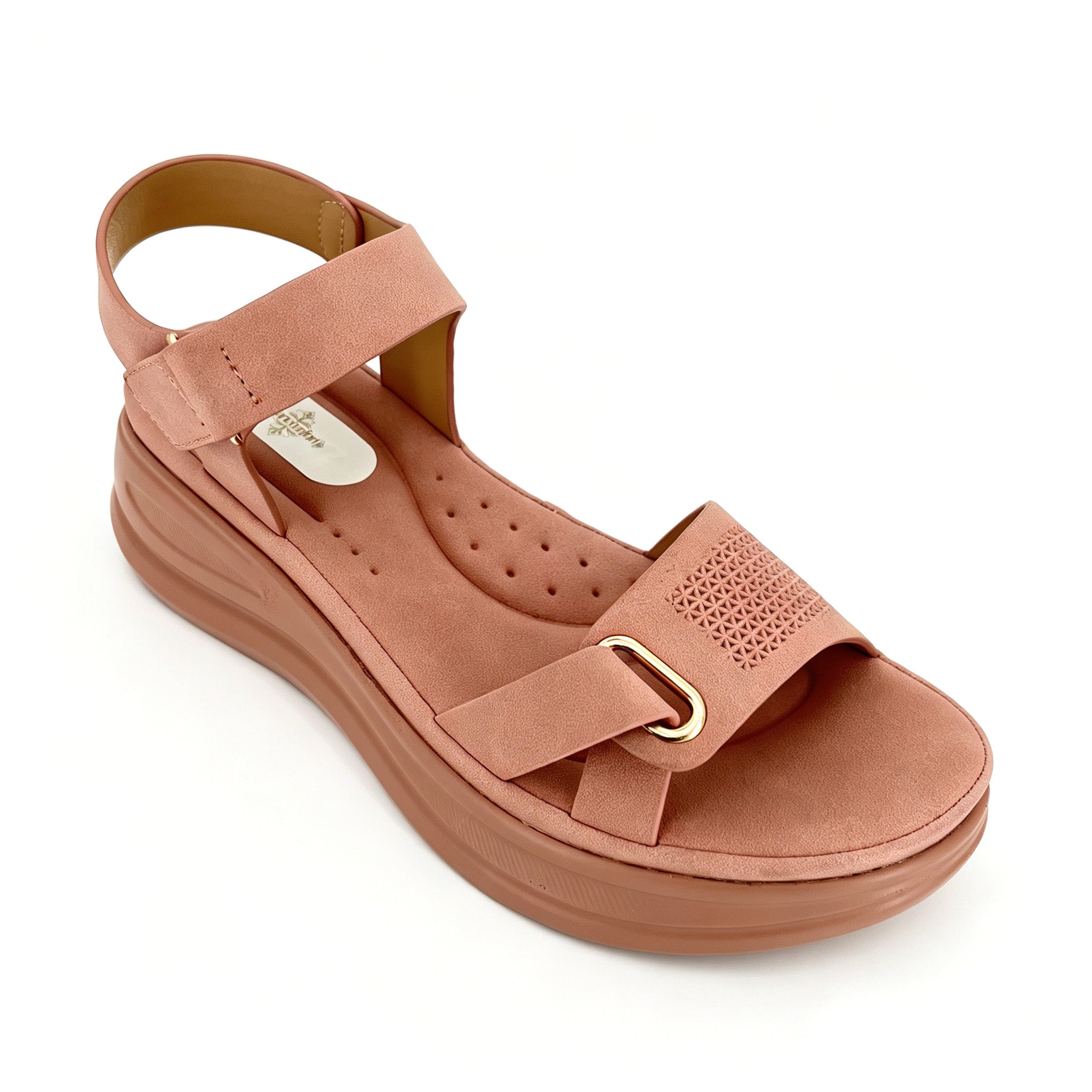 Women's Velcro Ankle-Strap Embossed Chunky Wave Platform Sandals | Wholesale Comfort Sandal | Multi-Color | EU 35–41