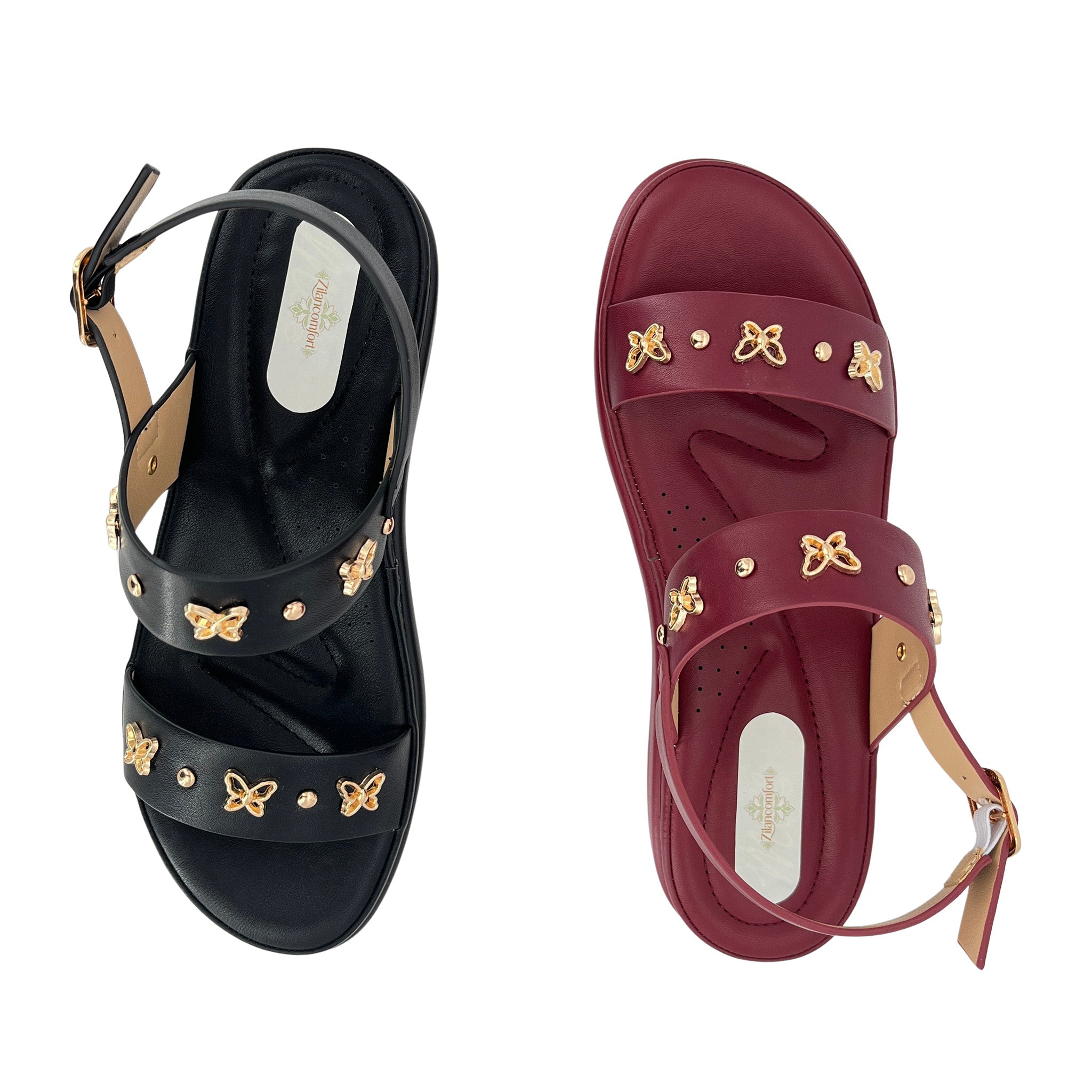 Women's Butterfly-Studded Double-Strap Wedge Sandals | Wholesale Platform Sandal | Multi-Color | EU 28–41