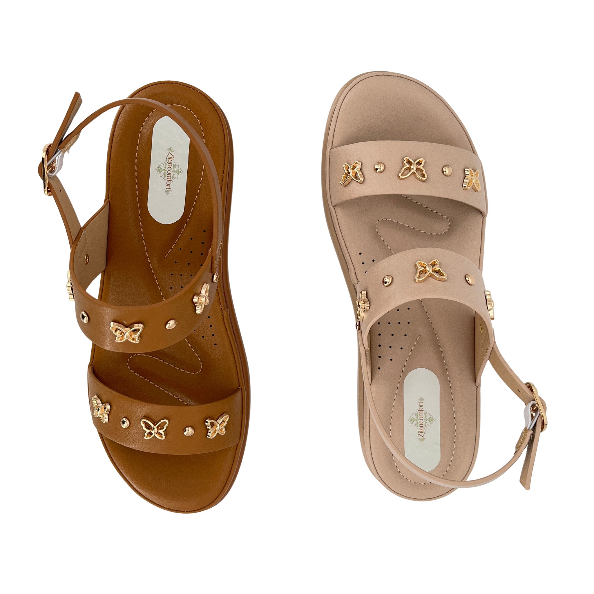 Women's Butterfly-Studded Double-Strap Wedge Sandals | Wholesale Platform Sandal | Multi-Color | EU 28–41