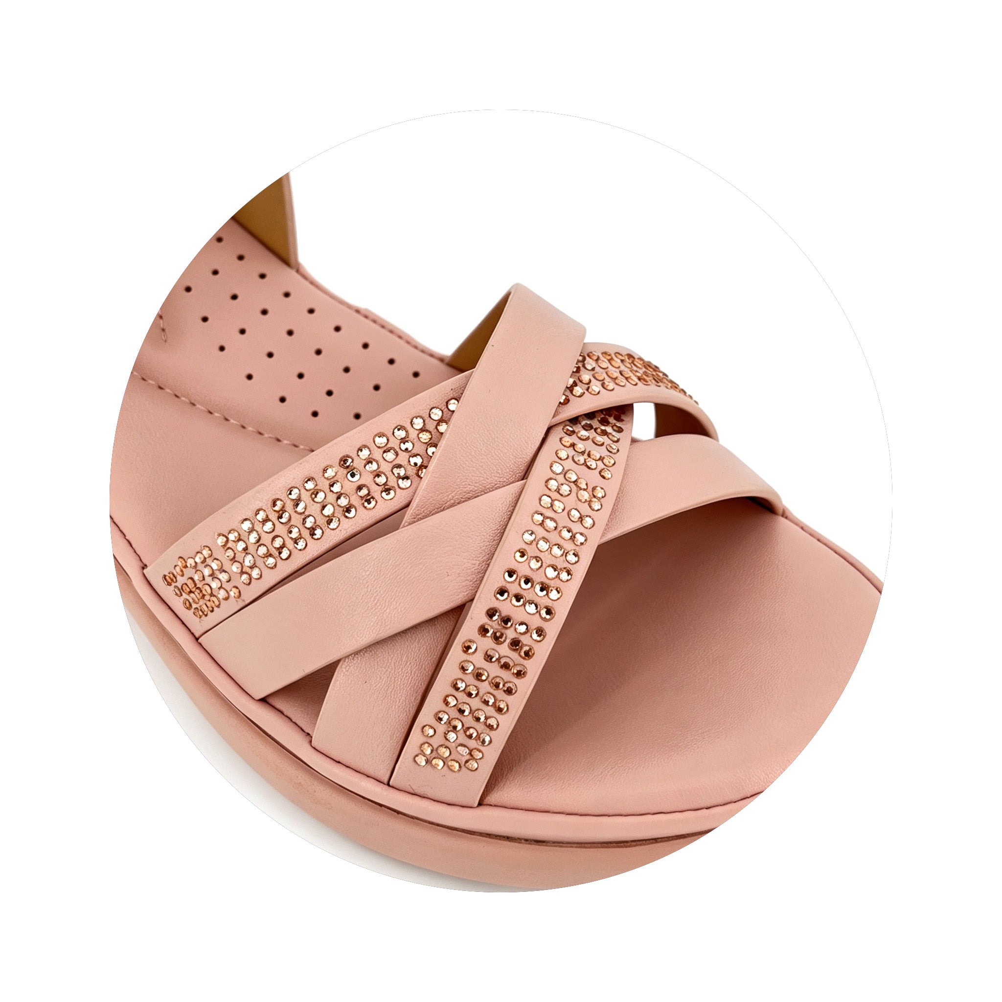 Women's Crystal Cross-Strap Wedge Sandals | Wholesale Platform Comfort Sandal | Multi-Color | EU 28–41