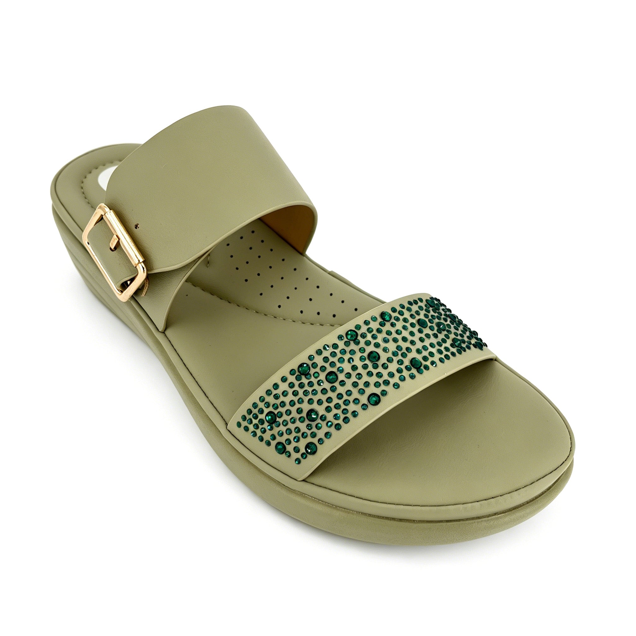 Women's Crystal-Scatter Double-Strap Wedge Mule Sandals | Wholesale Platform Comfort Sandal | Multi-Color | EU 28–41