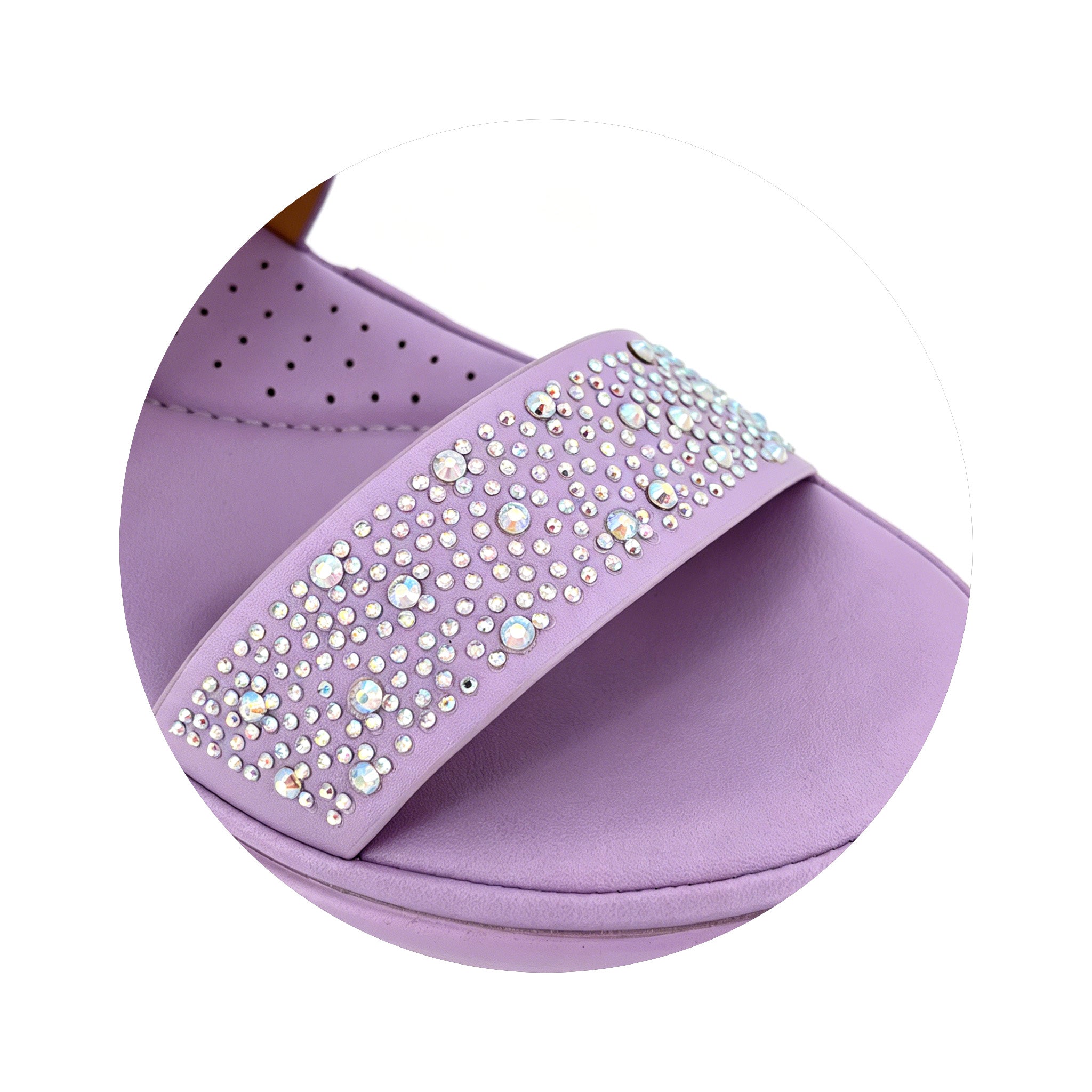 Women's Crystal-Scatter Double-Strap Wedge Mule Sandals | Wholesale Platform Comfort Sandal | Multi-Color | EU 28–41