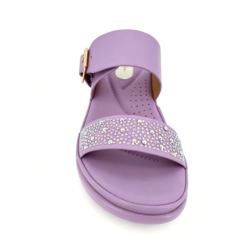 Women's Crystal-Scatter Double-Strap Wedge Mule Sandals | Wholesale Platform Comfort Sandal | Multi-Color | EU 28–41