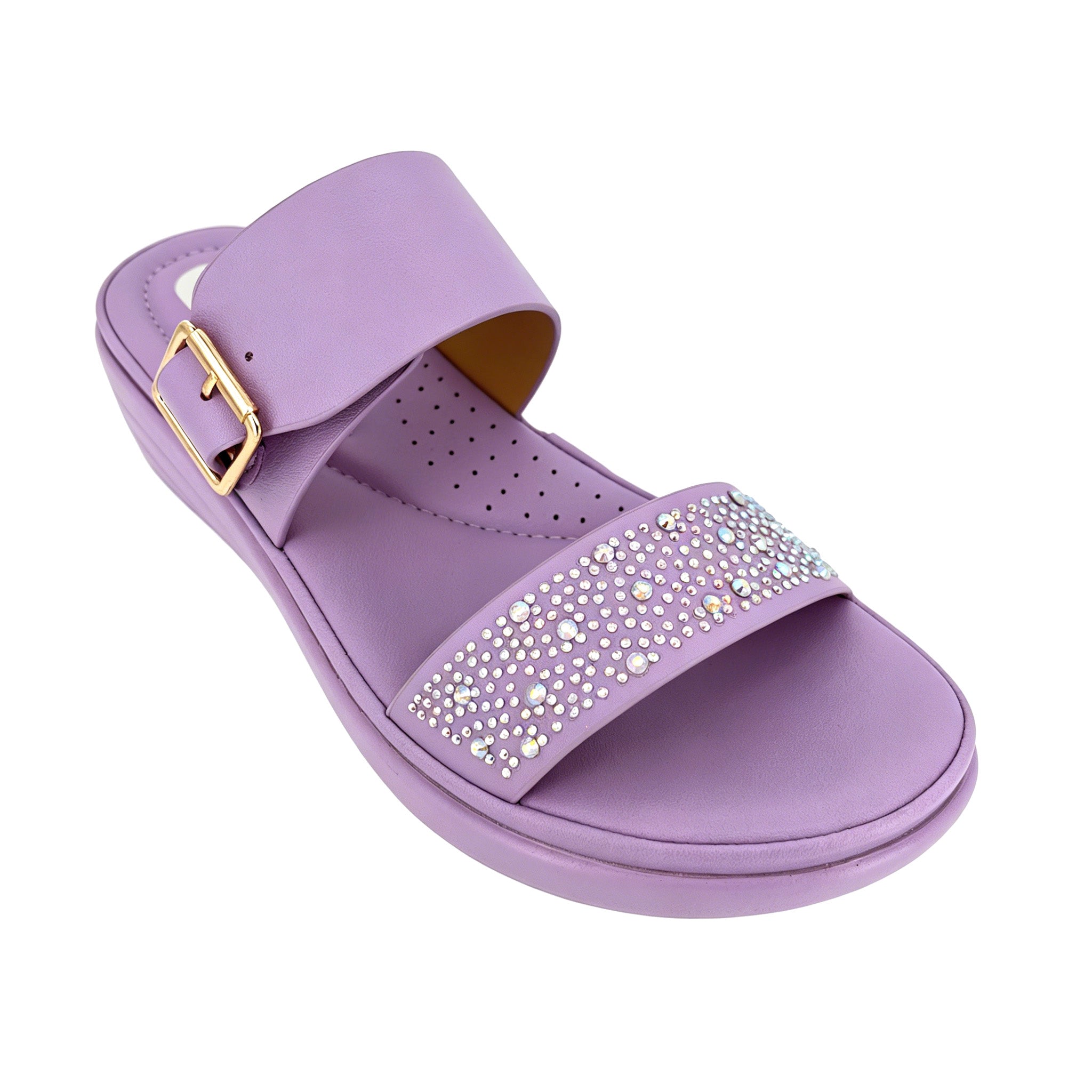 Women's Crystal-Scatter Double-Strap Wedge Mule Sandals | Wholesale Platform Comfort Sandal | Multi-Color | EU 28–41