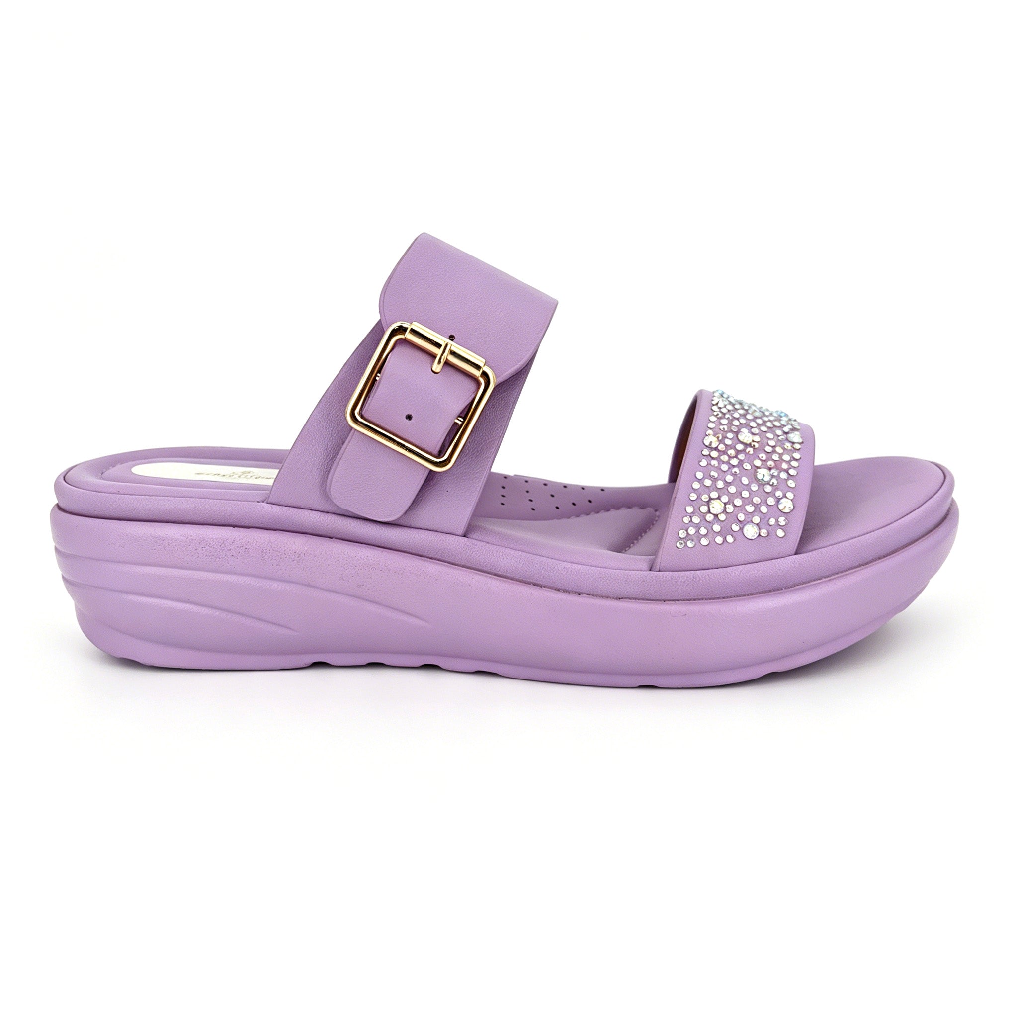 Women's Crystal-Scatter Double-Strap Wedge Mule Sandals | Wholesale Platform Comfort Sandal | Multi-Color | EU 28–41