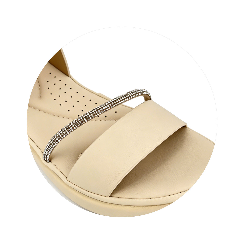 Women's Crystal-Bar Double-Strap Wedge Slingback Sandals | Wholesale Comfort Platform Sandal | Multi-Color | EU 28–41