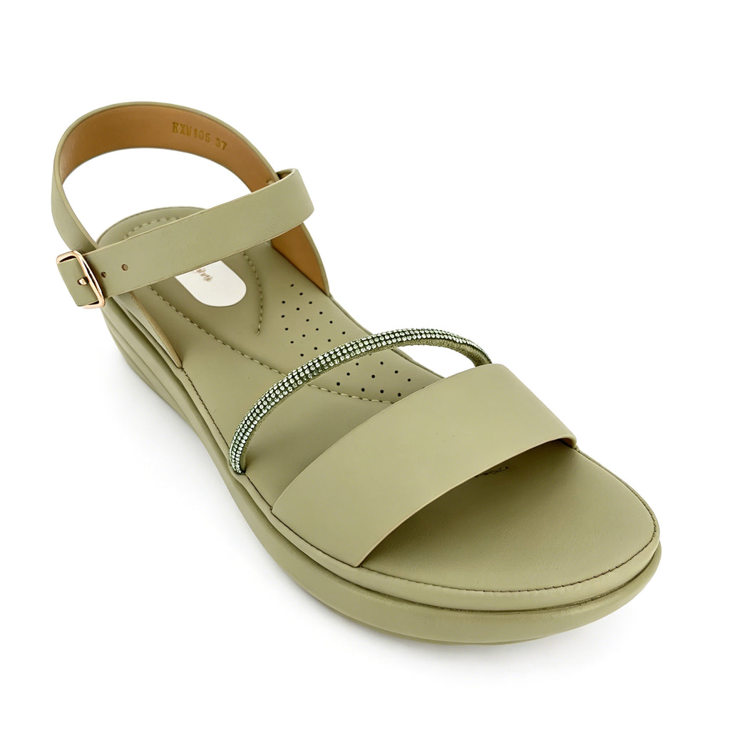 Women's Crystal-Bar Double-Strap Wedge Slingback Sandals | Wholesale Comfort Platform Sandal | Multi-Color | EU 28–41