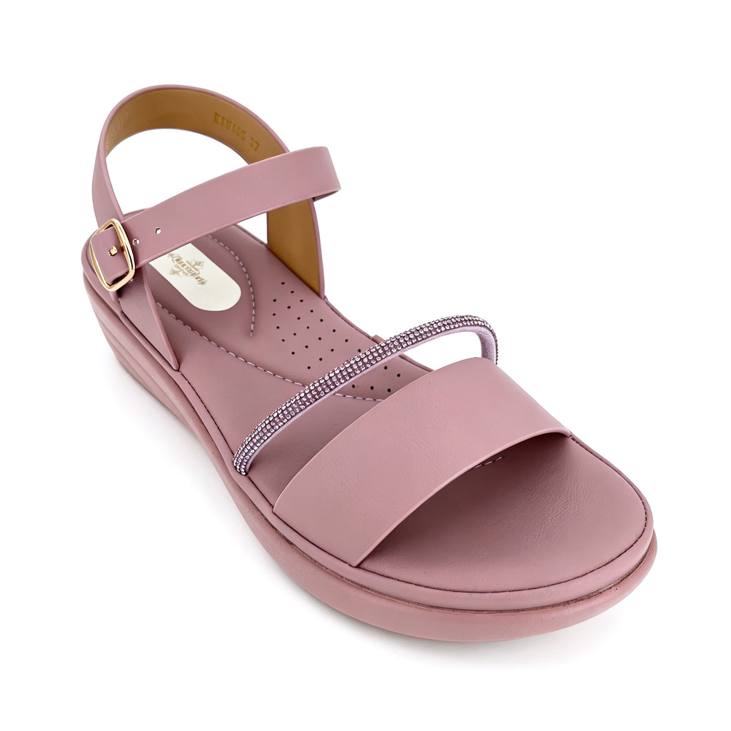Women's Crystal-Bar Double-Strap Wedge Slingback Sandals | Wholesale Comfort Platform Sandal | Multi-Color | EU 28–41