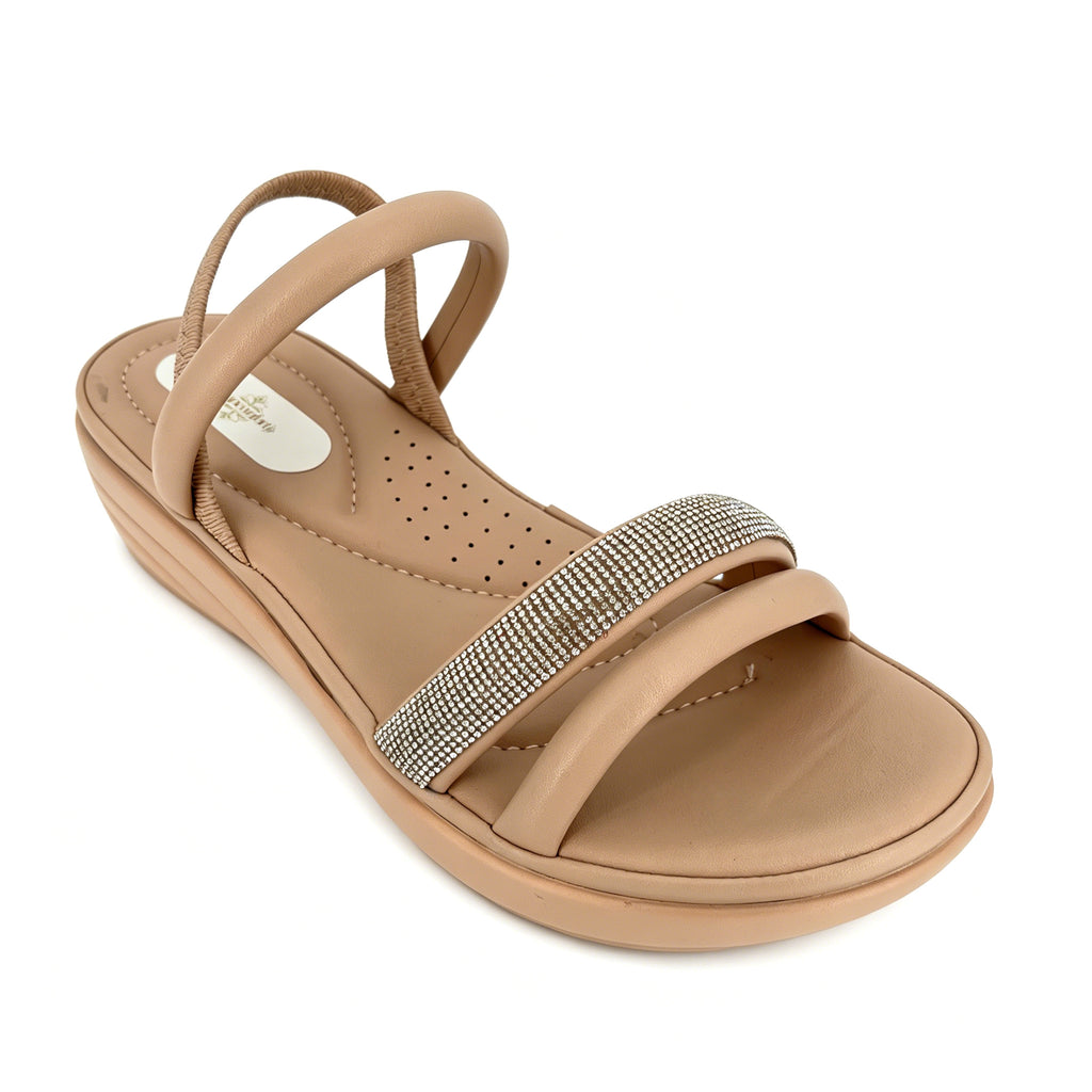 Women's Crystal-Band Double-Strap Wedge Slingback Sandals | Wholesale Comfort Platform Sandal | Multi-Color | EU 28–41