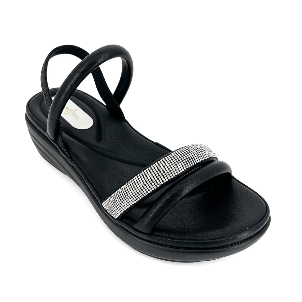 Women's Crystal-Band Double-Strap Wedge Slingback Sandals | Wholesale Comfort Platform Sandal | Multi-Color | EU 28–41