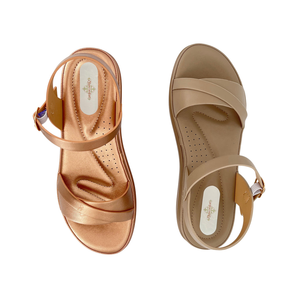 Women's Metallic Cross-Strap Wedge Sandals | Wholesale Platform Comfort Sandal | Multi-Color | EU 28–41
