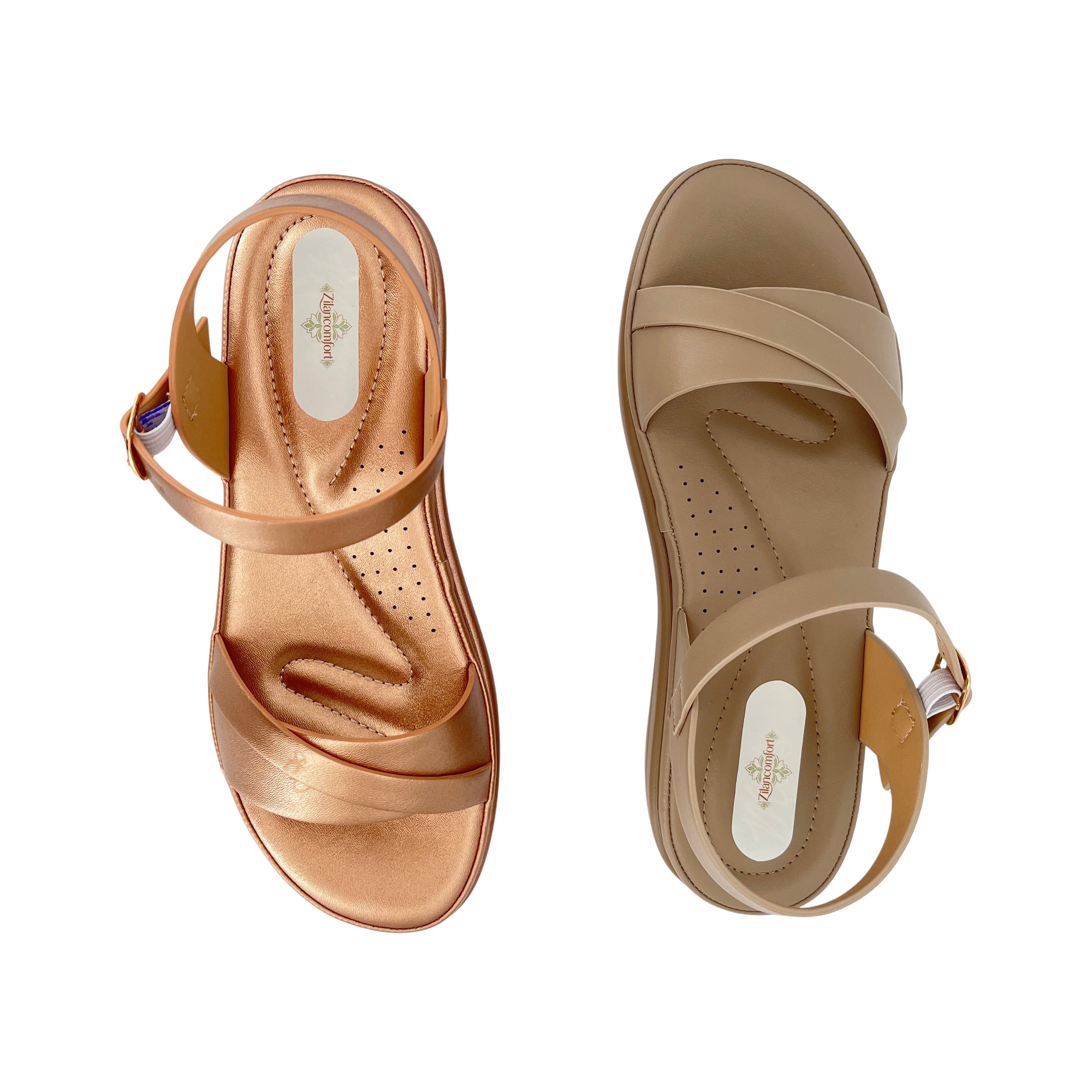Women's Metallic Cross-Strap Wedge Sandals | Wholesale Platform Comfort Sandal | Multi-Color | EU 28–41