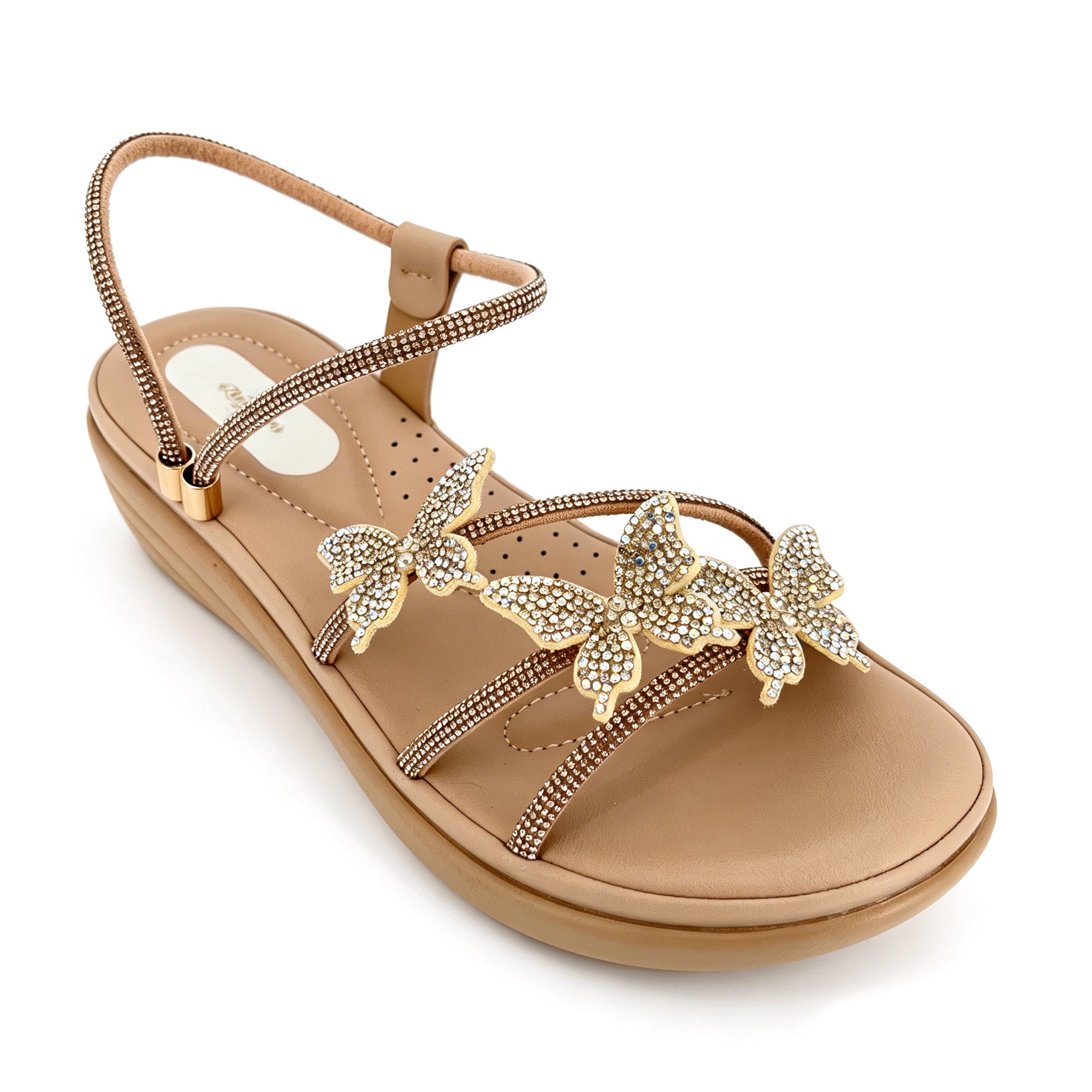 Women's 3D Butterfly Rhinestone Strappy Wedge Sandals | Wholesale Platform Comfort Sandal | Multi-Color | EU 28–41