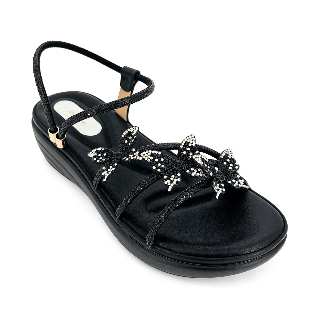 Women's 3D Butterfly Rhinestone Strappy Wedge Sandals | Wholesale Platform Comfort Sandal | Multi-Color | EU 28–41