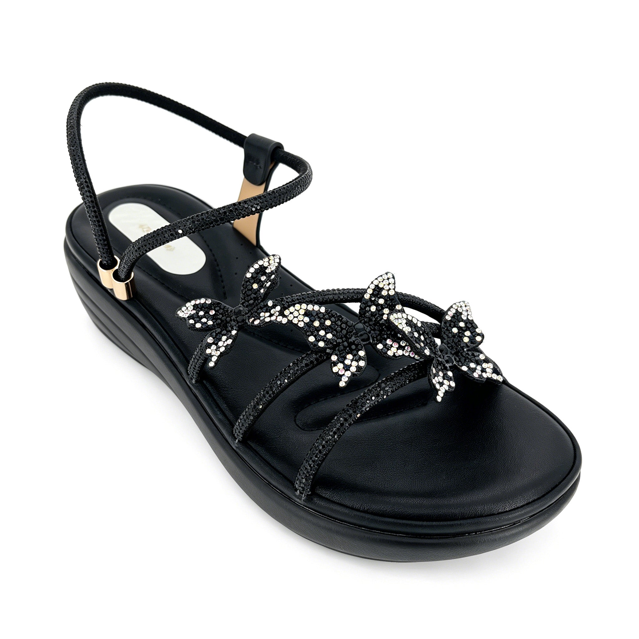 Women's 3D Butterfly Rhinestone Strappy Wedge Sandals | Wholesale Platform Comfort Sandal | Multi-Color | EU 28–41