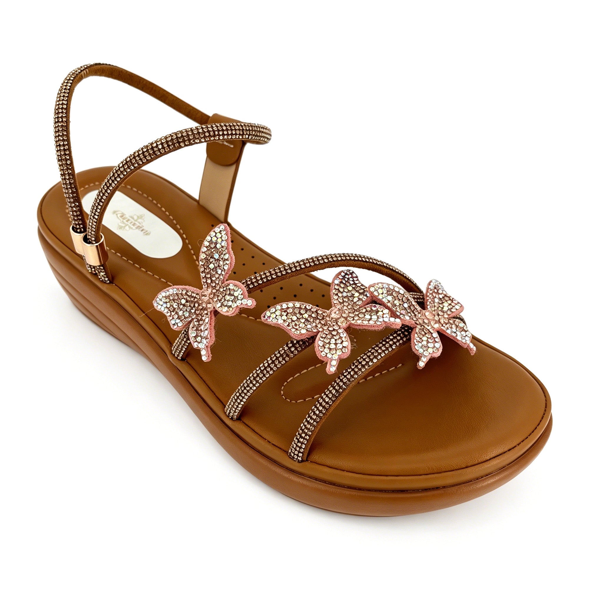 Women's 3D Butterfly Rhinestone Strappy Wedge Sandals | Wholesale Platform Comfort Sandal | Multi-Color | EU 28–41