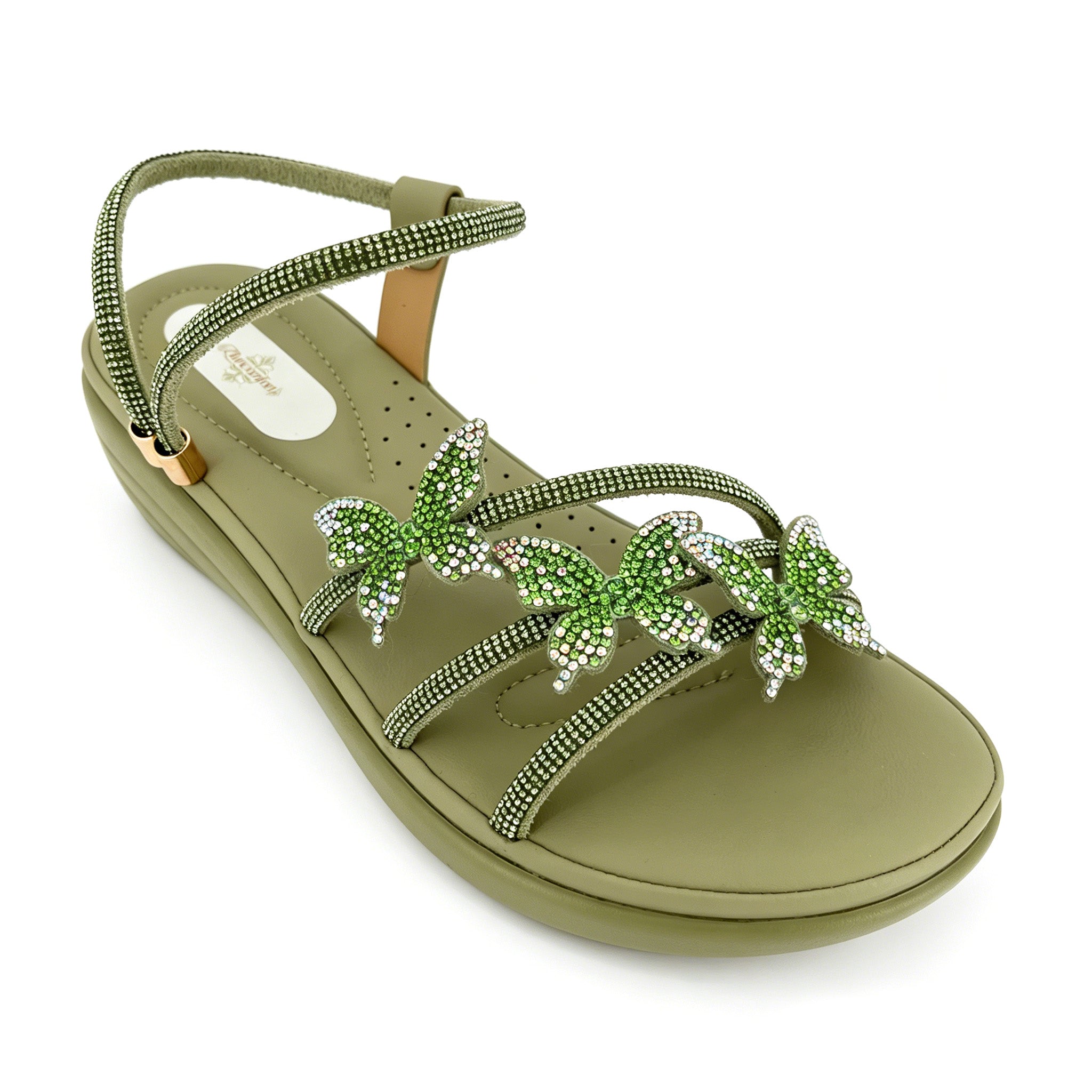 Women's 3D Butterfly Rhinestone Strappy Wedge Sandals | Wholesale Platform Comfort Sandal | Multi-Color | EU 28–41