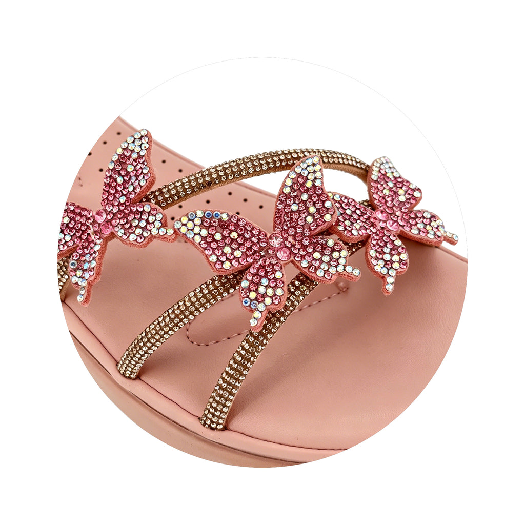 Women's 3D Butterfly Rhinestone Strappy Wedge Sandals | Wholesale Platform Comfort Sandal | Multi-Color | EU 28–41