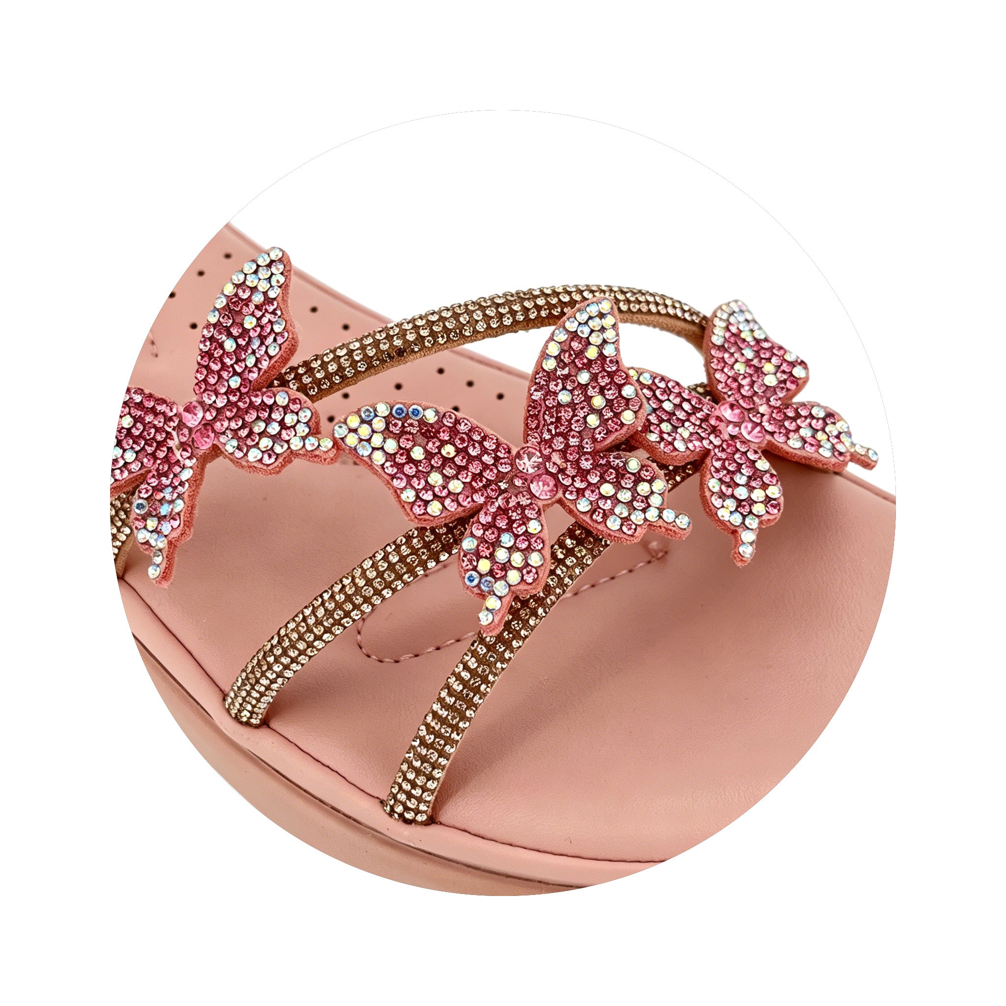 Women's 3D Butterfly Rhinestone Strappy Wedge Sandals | Wholesale Platform Comfort Sandal | Multi-Color | EU 28–41