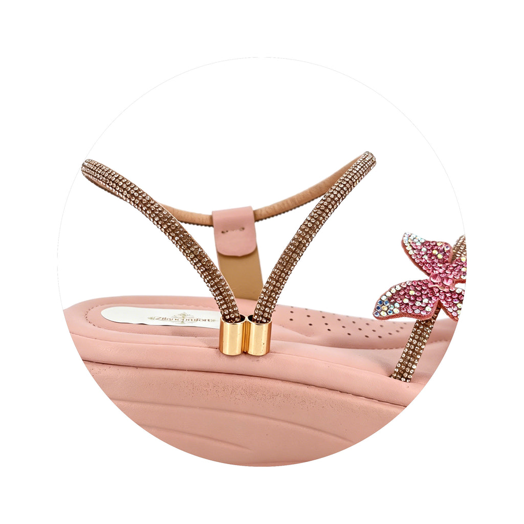 Women's 3D Butterfly Rhinestone Strappy Wedge Sandals | Wholesale Platform Comfort Sandal | Multi-Color | EU 28–41