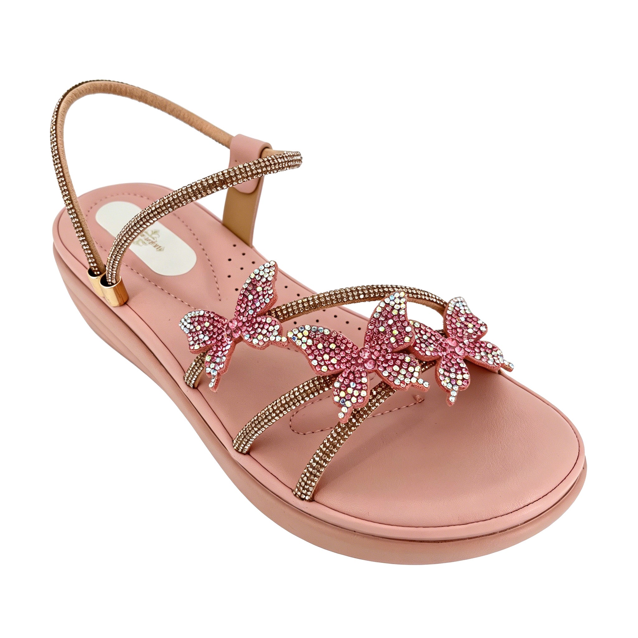 Women's 3D Butterfly Rhinestone Strappy Wedge Sandals | Wholesale Platform Comfort Sandal | Multi-Color | EU 28–41