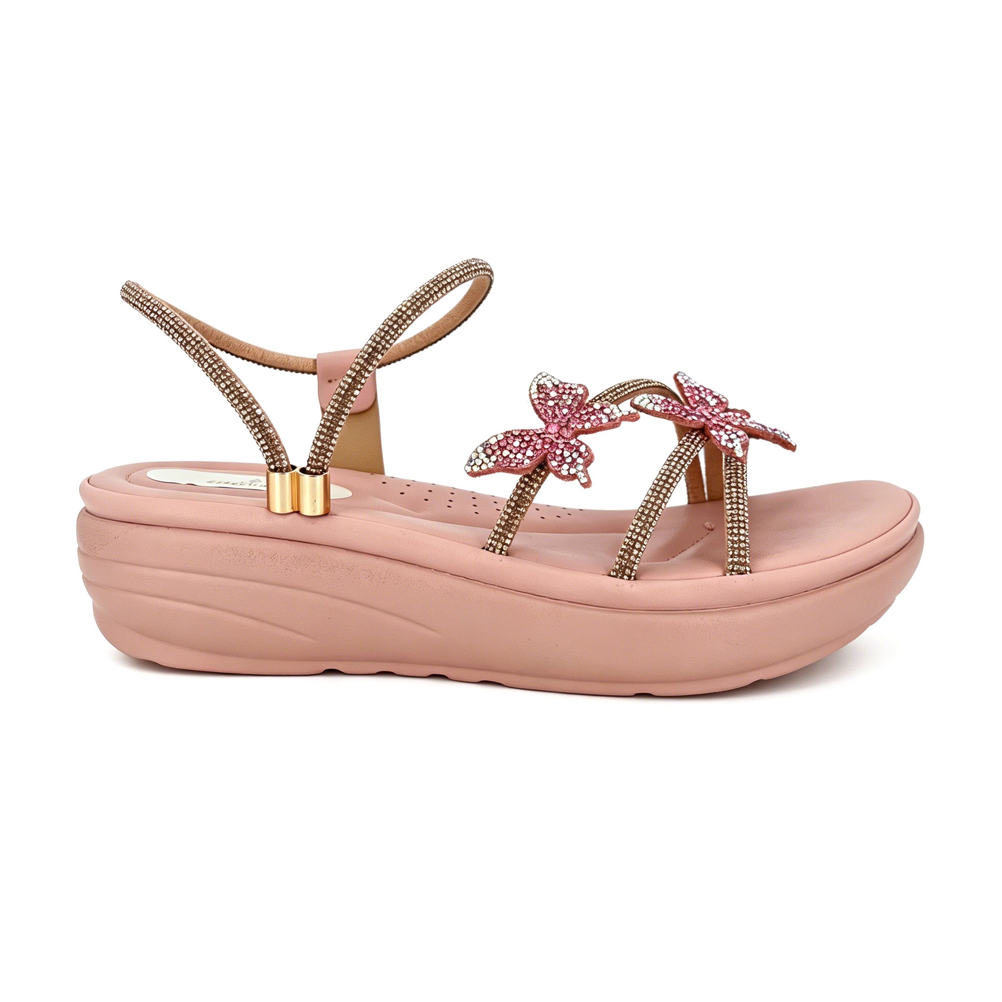 Women's 3D Butterfly Rhinestone Strappy Wedge Sandals | Wholesale Platform Comfort Sandal | Multi-Color | EU 28–41