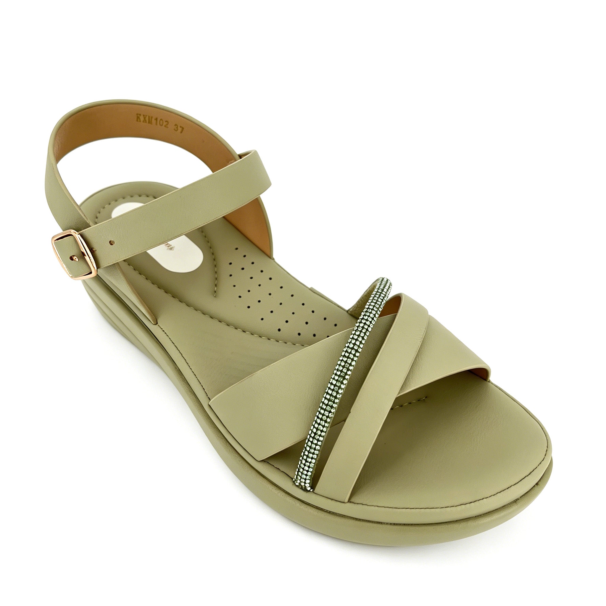 Women's Rhinestone-Bar Cross-Strap Wedge Sandals | Wholesale Platform Comfort Sandal | Multi-Color | EU 28–41