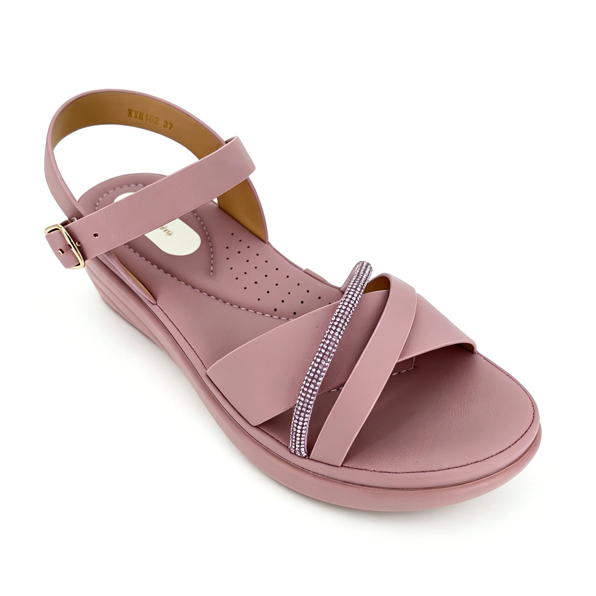 Women's Rhinestone-Bar Cross-Strap Wedge Sandals | Wholesale Platform Comfort Sandal | Multi-Color | EU 28–41