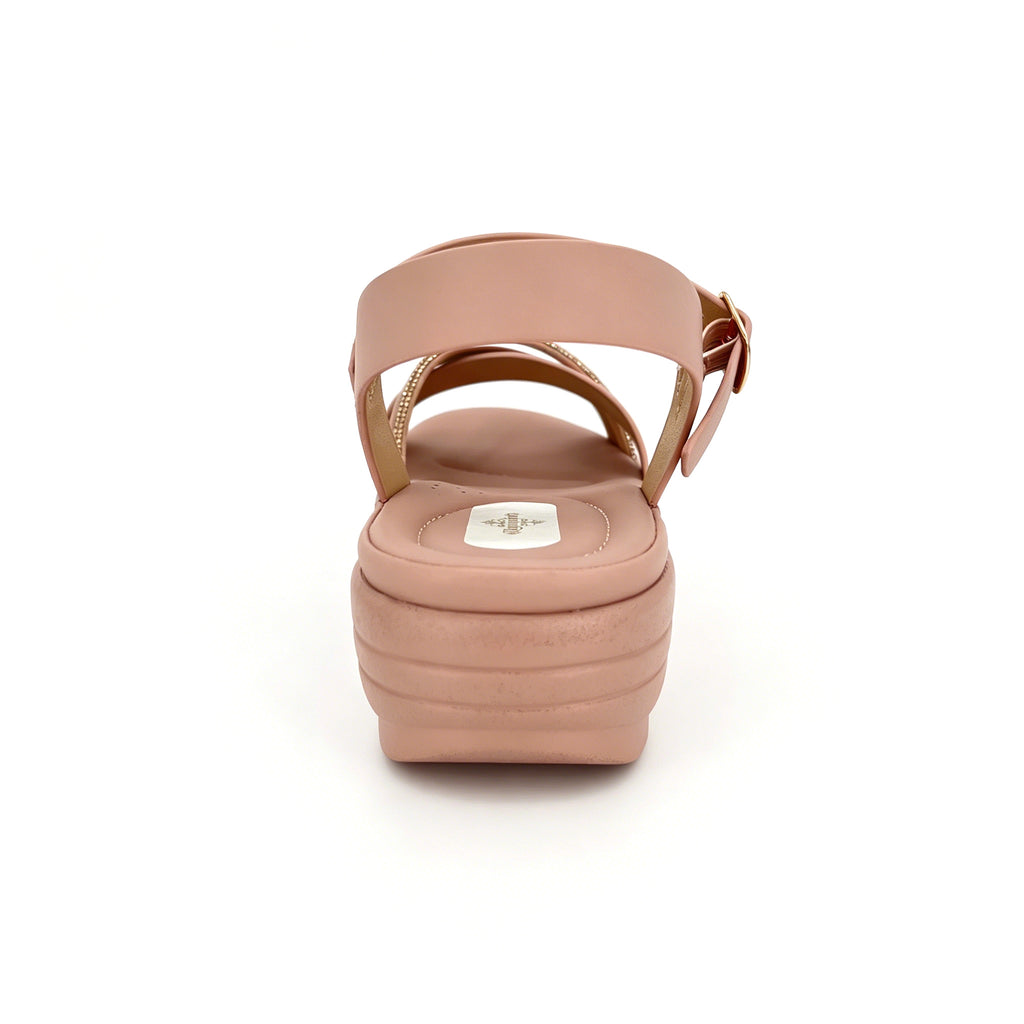 Women's Rhinestone-Bar Cross-Strap Wedge Sandals | Wholesale Platform Comfort Sandal | Multi-Color | EU 28–41