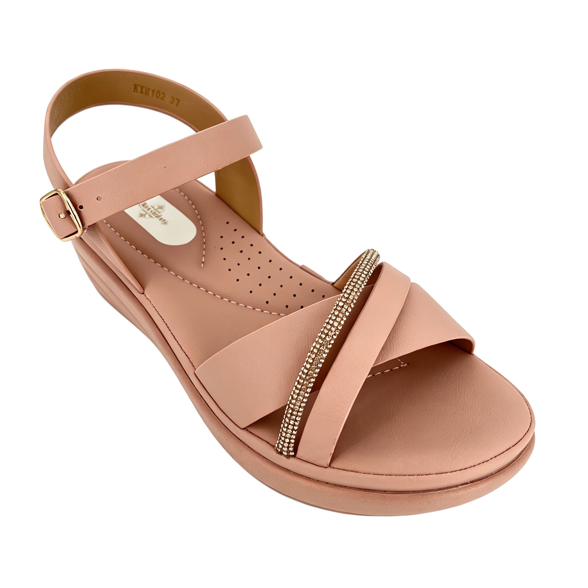 Women's Rhinestone-Bar Cross-Strap Wedge Sandals | Wholesale Platform Comfort Sandal | Multi-Color | EU 28–41