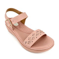 Women's Rhinestone Laser-Cut Single-Strap Wedge Sandals | Wholesale Comfort Platform Sandal | Multi-Color | EU 28–41