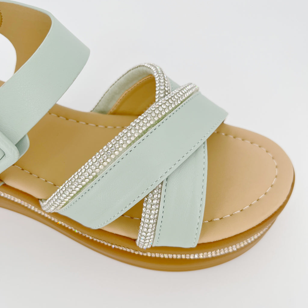 ZC Women's Cross-Strap Rhinestone Wedge Sandals – Wholesale | Comfort Fit | Multi-Color Options