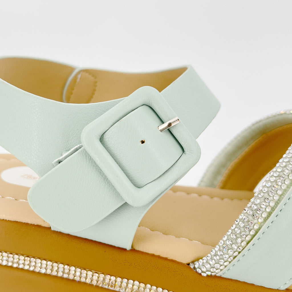 ZC Women's Cross-Strap Rhinestone Wedge Sandals – Wholesale | Comfort Fit | Multi-Color Options